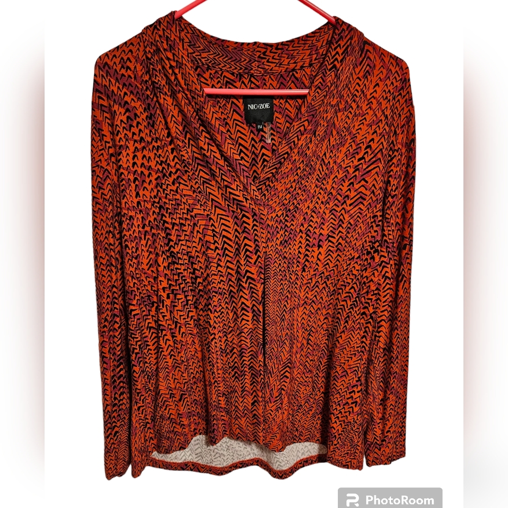 Nic+Zoe Multicolored Long Sleeve Blouse